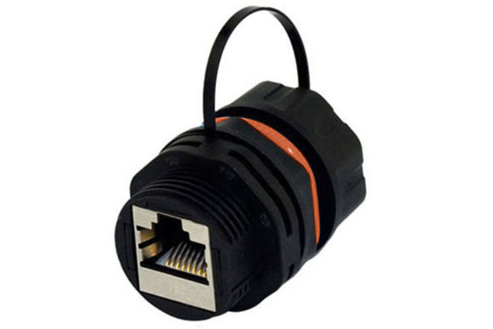 מעביר שקע שקע RJ45 CAT5e/6/6A מסוכך לפנל נגד מים IP67 + מכסה גומי