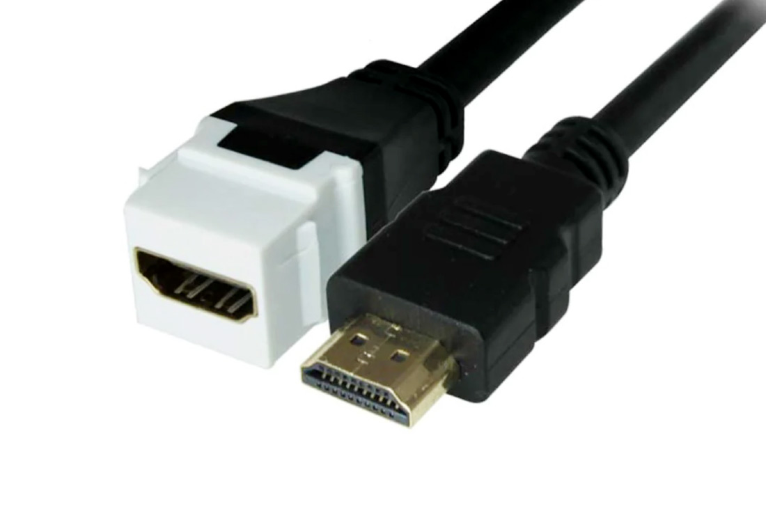 מעביר שקע - תקע HDMI לקיסטון עם כבל באורך 15 ס"מ