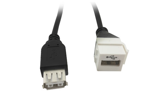 מעביר קיסטון שקע USB לשקע USB עם כבל קצר