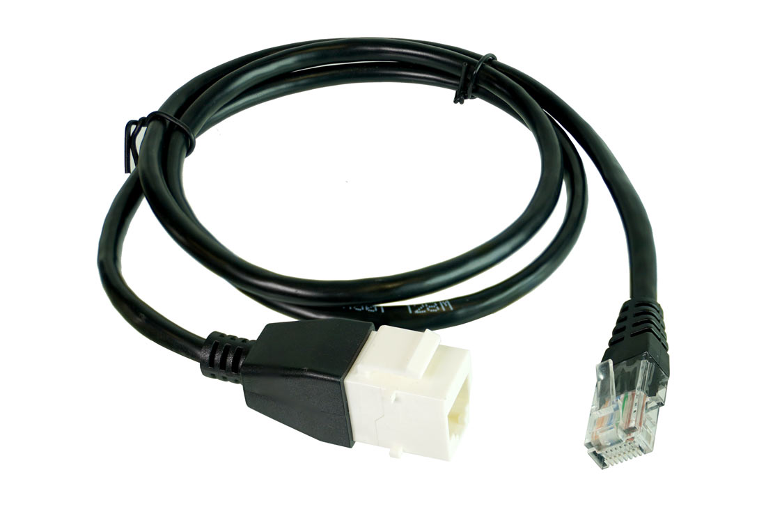 מעביר שקע רשת RJ45 לתקע רשת RJ45 קיסטון Cat6 עם כבל באורך 0.8 מטר